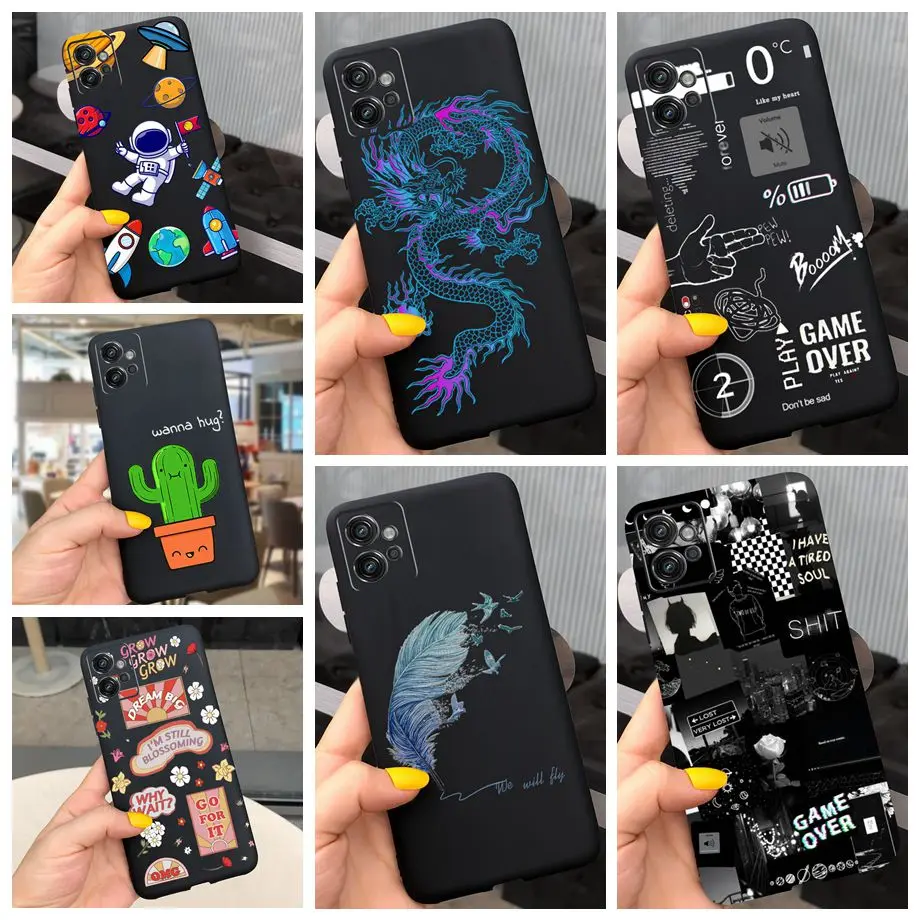 For Motorola Moto G32 G42 G52 G82 Case Black Soft TPU Liquid Silicone Cover On Moto G82 G 42 32 Cool Cartoon Cute Bumper Capas