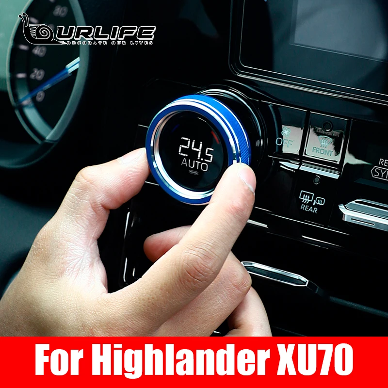 

AC Climate Control Ring Knob Trim Cover For Toyota Highlander XU70 2021 2022 2023 Accessories Aluminum Car Decor Accessories