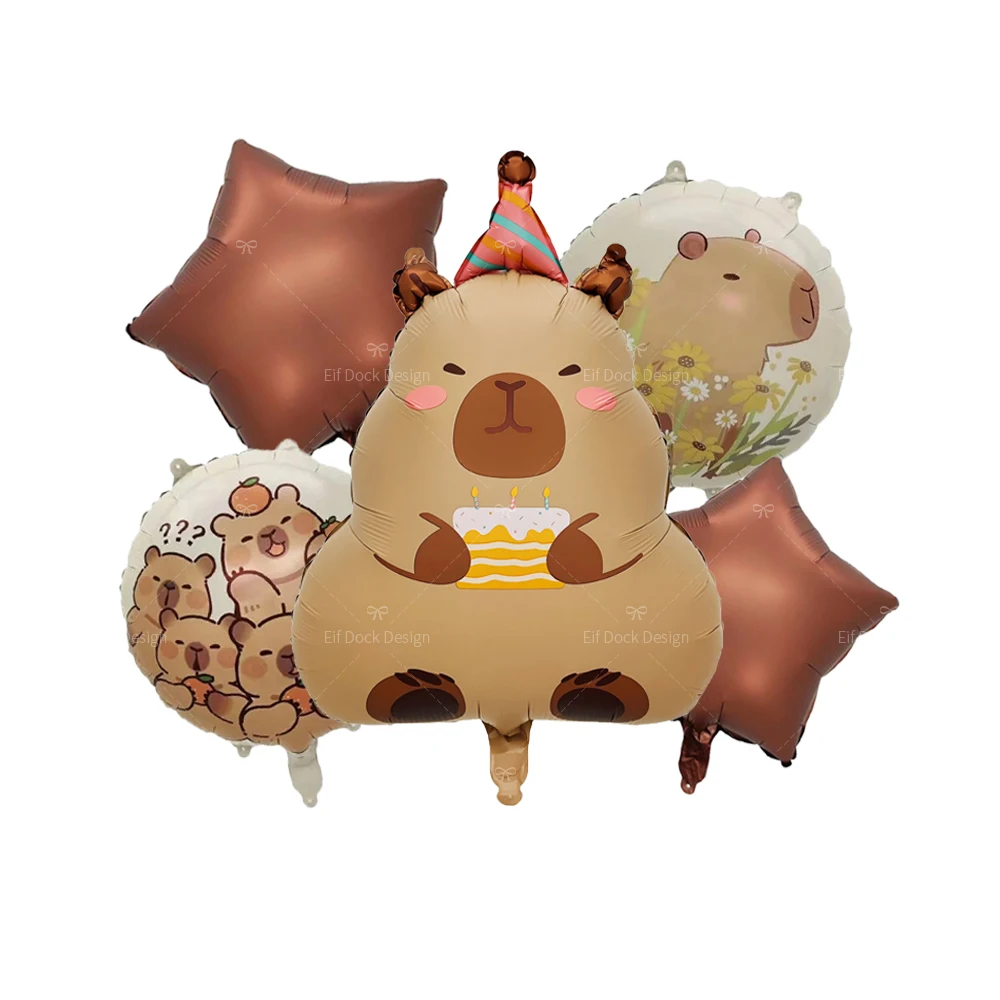Cute Cartoon Animal Capybara Aluminum Foil Balloon Child Birthday Party Decoration Foil Balloon Baby Shower Gift Supplies