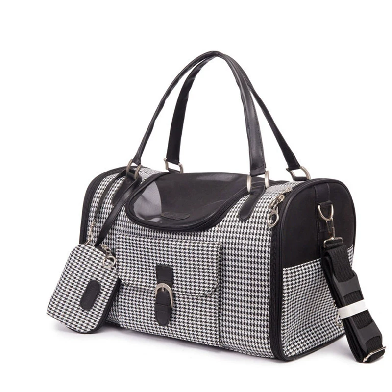 Bolsa de transporte portátil para perros pequeños, aprobada por aerolíneas, de cuero, para viajes, para chihuahua, teddy, de PU, bolso de mano para perros