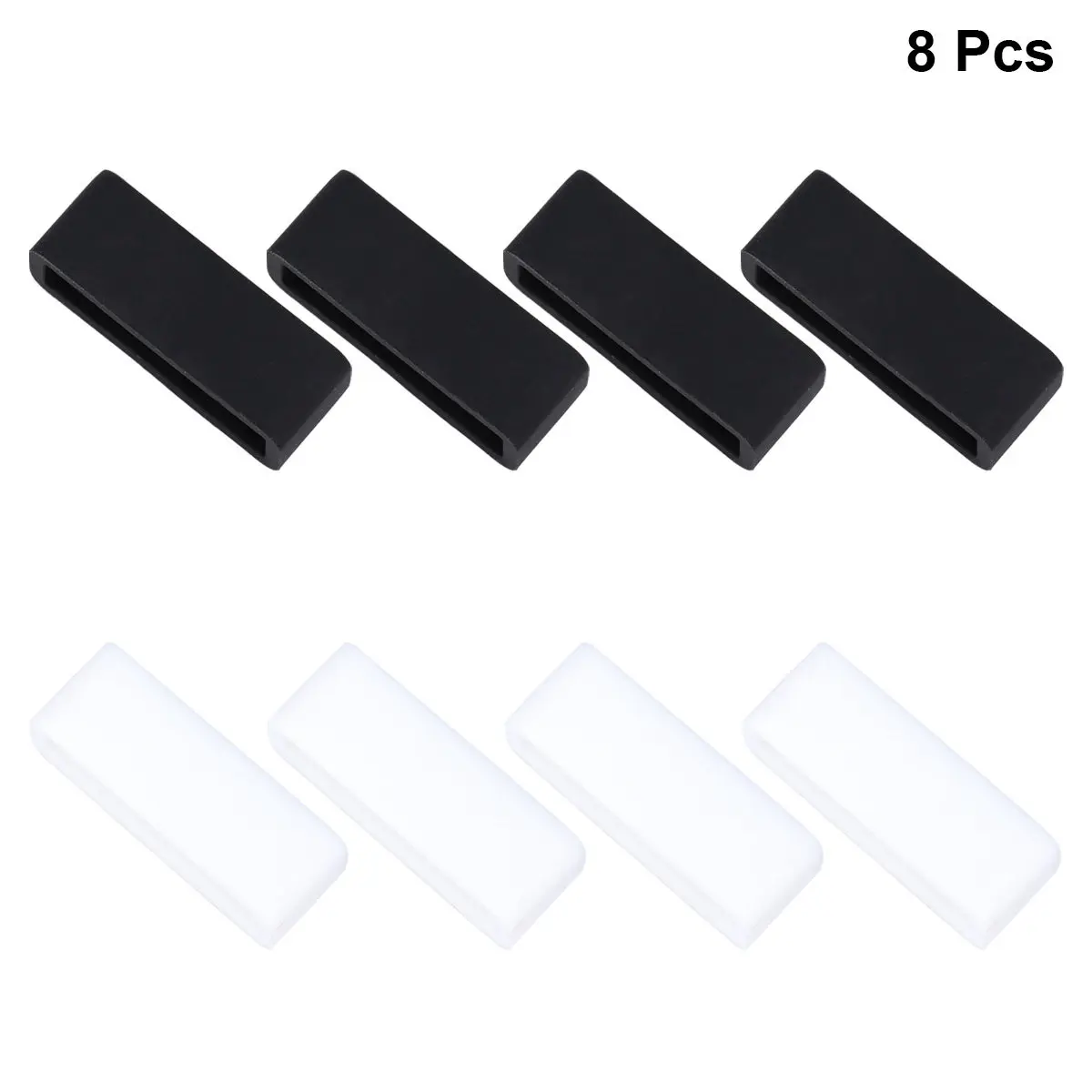 8Pcs Premium Silicone Watch Strap Rings 24Mm Black White Buckle Clasp for Most Watch Bands Easy Install Remove Lightweight