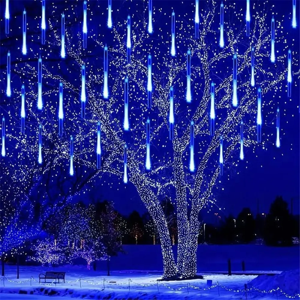 led meteor shower rain lights decoracao do jardim guirlanda de rua ao ar livre ano novo decoracao de natal plug eu plug us 50 cm 30cm 01