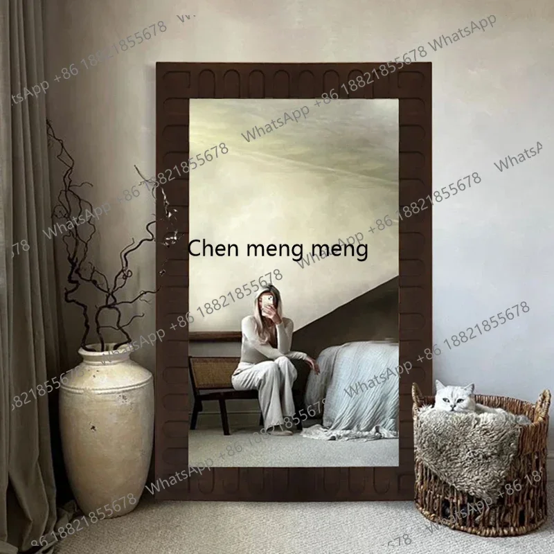 A74Mid century retro Full-body mirror Modern high-end elegant design floor mirrors living room bedroom whole body mirror large