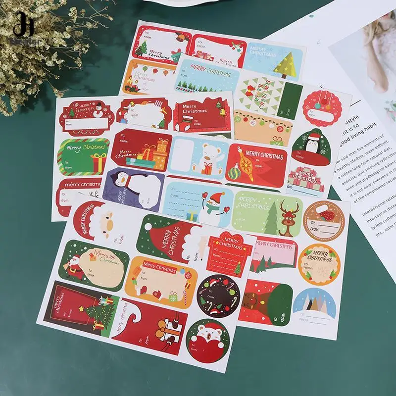 108Pcs/12Sheets Christmas Stickers Packaging Sealing Labels Baking Gift Decor
