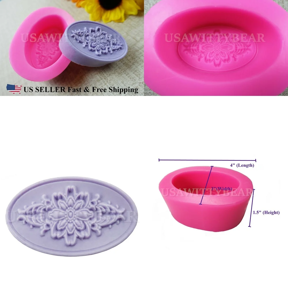 

Oval Floral Pattern Silicone Soap Mold DIY Craft Molds for Handmade Soap Making Supplies Freezer Safe Baking Pan Multi Use