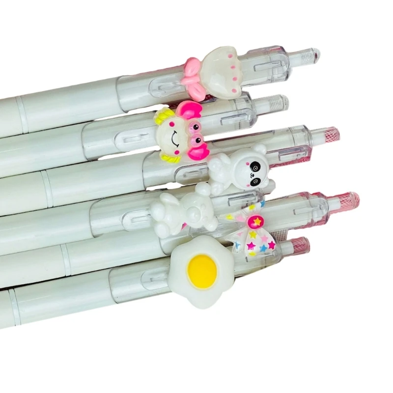 6Pcs Retractable Gel Pen Gel Pen 0.5mm Tip, Smooth to Write Refillable Gel Pen