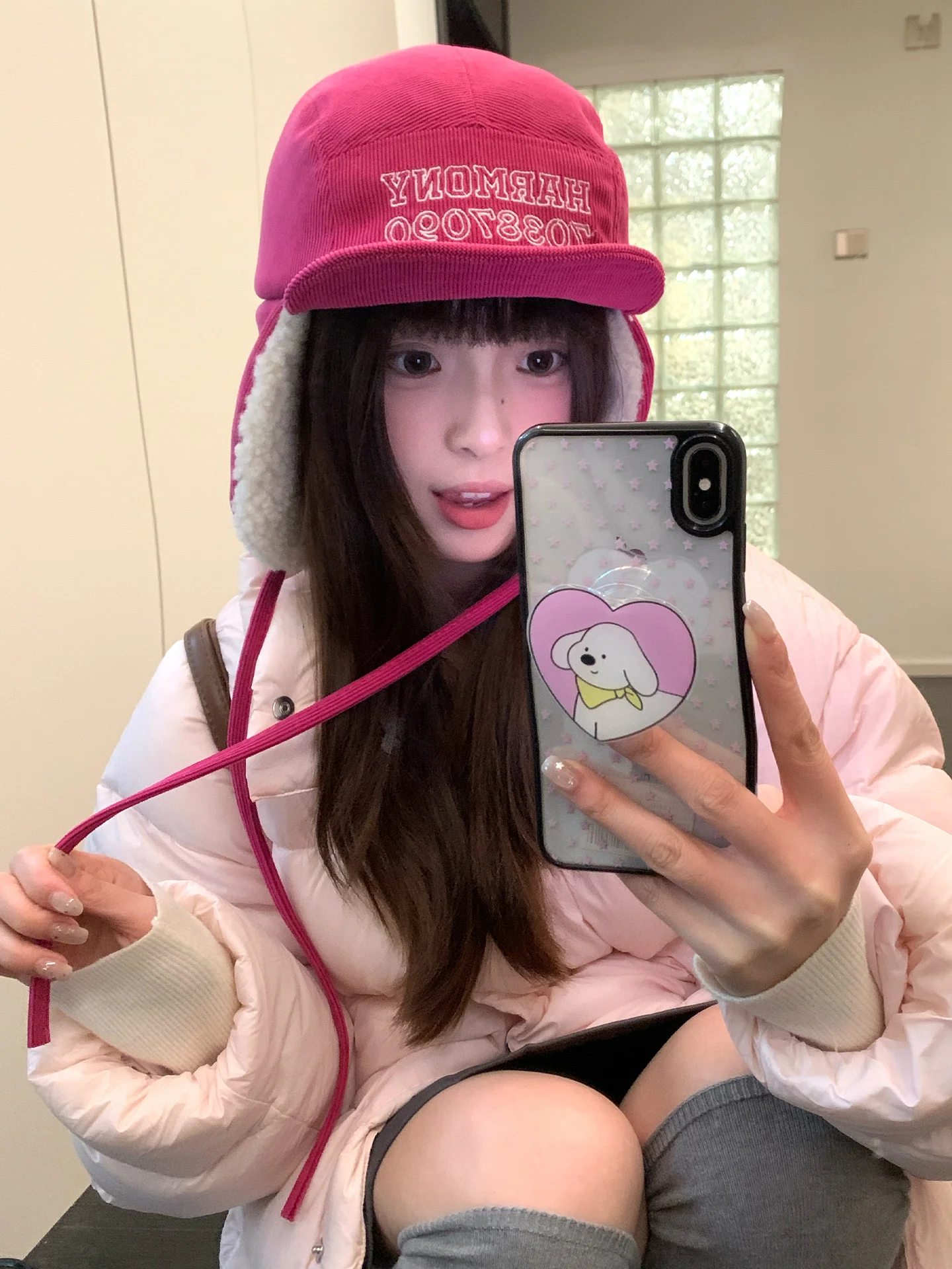 Korean Embroidered Alphabet With Airplane Hat For Girls To Keep Warm In Winter A Hat To Protect The Ears From The Cold