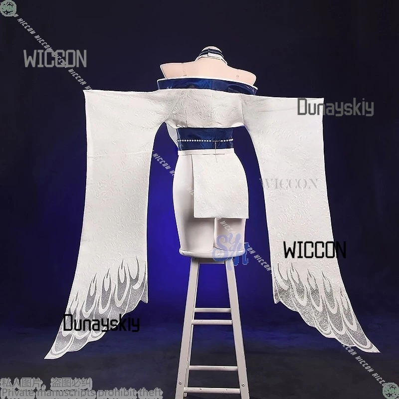 متجر الصفصاف كوس أزور لين كوسبلاي هاكوهو زي ياباني مثير أبيض عميق على شكل حرف V كيمونو عالي الشق لوليتا باروكات حفلة الهالوين كوسبفلي #4