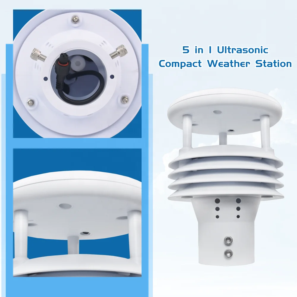 Mini Ultrasonic Weather Station Sensor Modbus RS485 for Wind Speed Direction Temperature Humidity Pressure