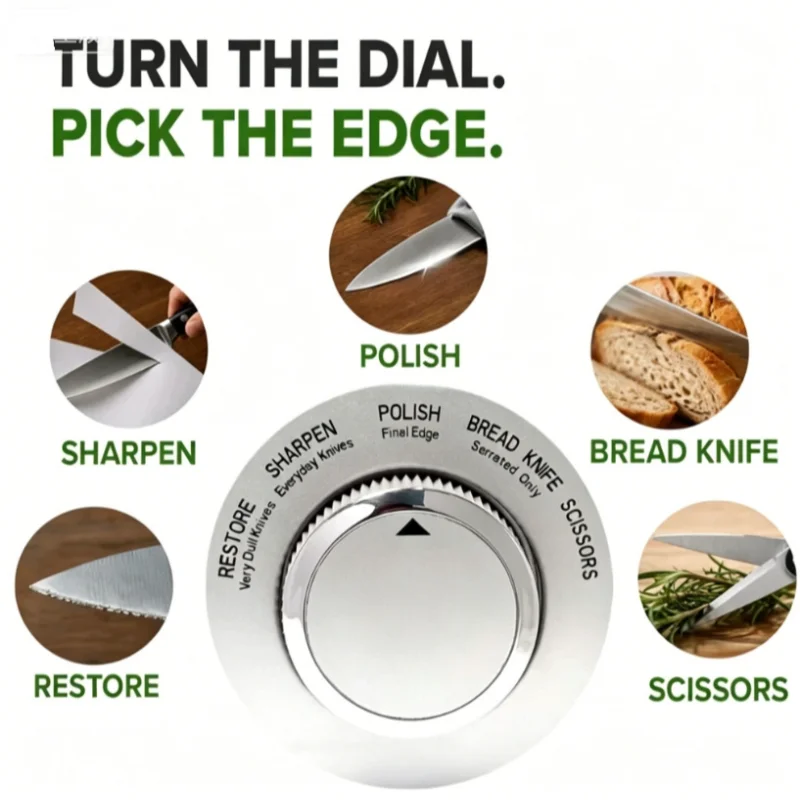 Croco Dial Knife Sharpener Adjustable 5‑in‑1 Handheld Kitchen For Straight Serrated Knives Scissors Blade Sharpening Tool