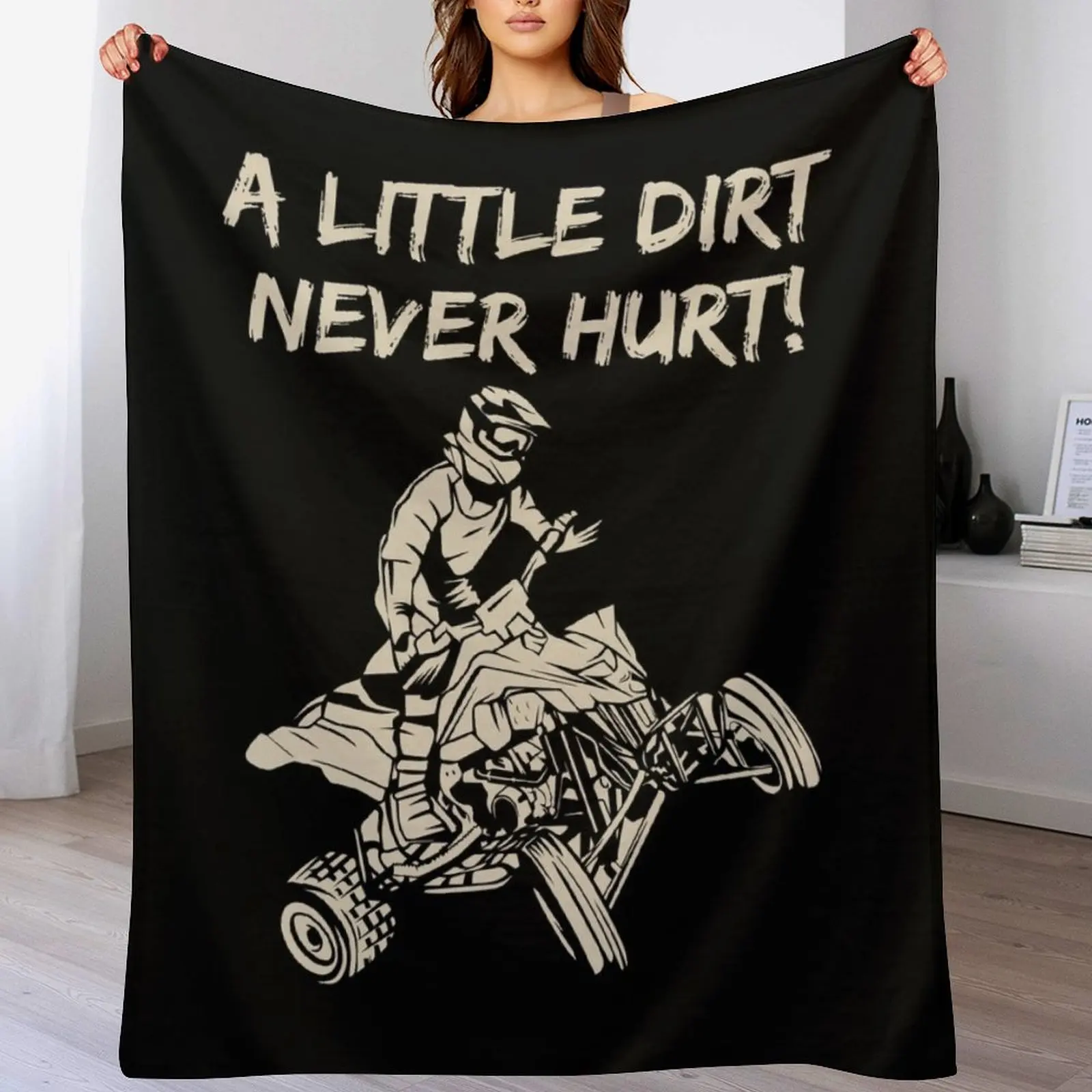 ATV Quad A Little Dirt Never Hurt Four Wheeler Racing Design Throw Blanket Beautifuls Baby Blankets