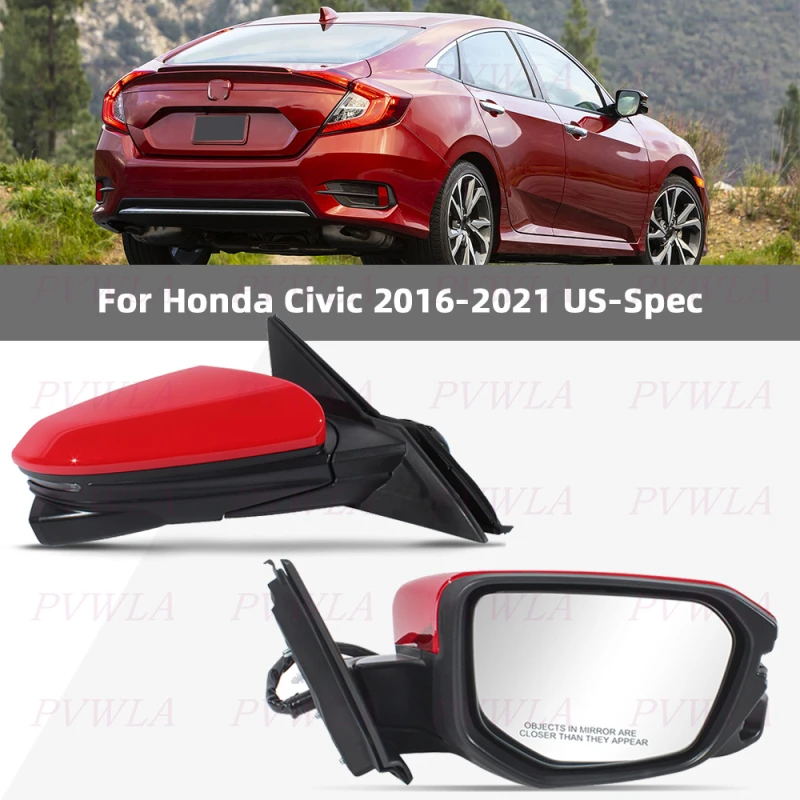

13/14 PIN Red Painted Power Fold 1pc Right Rear Mirror Assembly For Honda Civic 2016 2017 2018 2019 2020 2021 2021 US Version