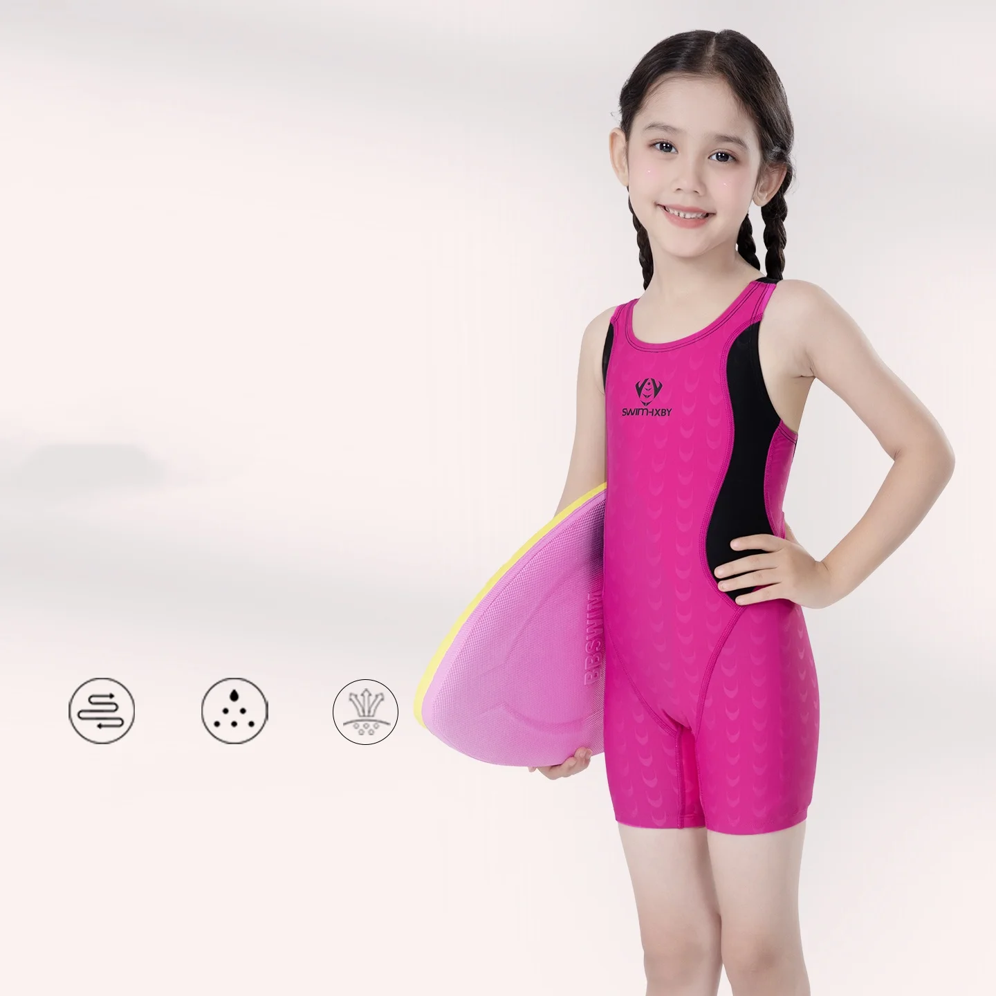 Meisje uit één stuk zonder mouw Professioneel buitenwatersport Competitief zwemkleding Knielengte sneldrogend strandzwempak