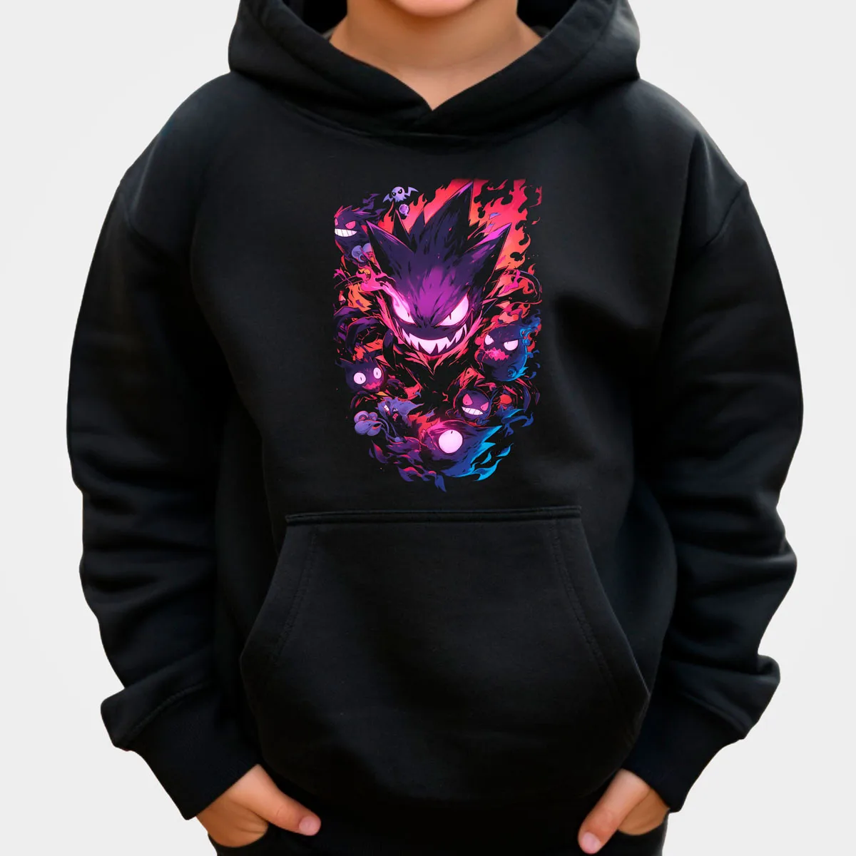 เสื้อฮู้ดผ้าฝ้ายฟลีซลายโปเกมอน บูลบาซอร์ แบบยูนิเซ็กซ์ สีดำ พร้อมลายพิมพ์สัตว์ประเภทหญ้าหลากสีสัน ลายดอกไม้สีเขียว ทรงหลวม