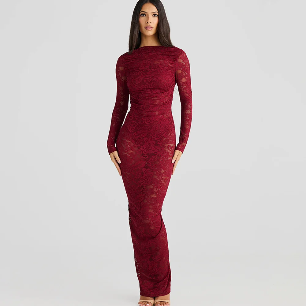 أزياء مثير الساخن بيع Bodycon طويل نمط جديد فتاة حار عارية الذراعين الدانتيل شير سليم صالح اللباس
