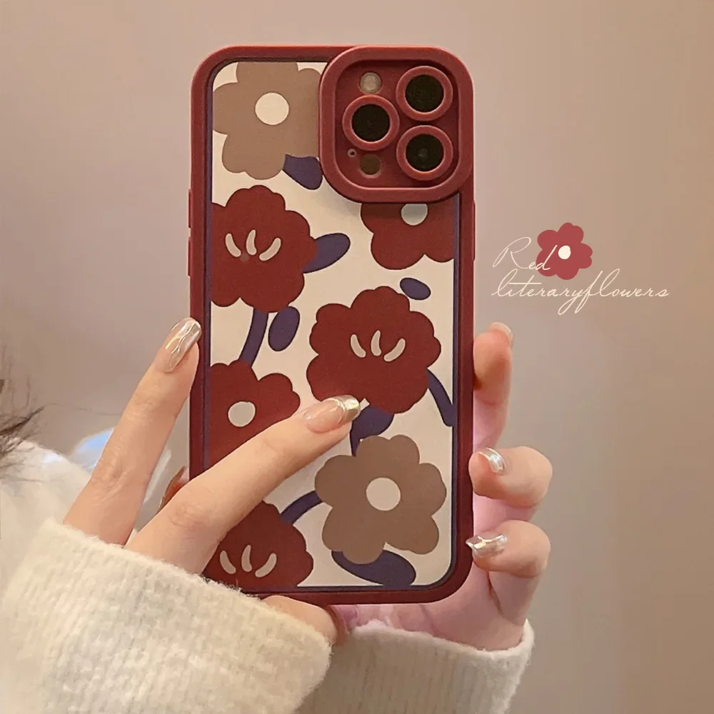 Retro spring sweet flower art Shockproof Phone Case For iPhone 15 14 13 12 11 Pro Max 14 15 Plus Xr Xs Max X case Cute cover