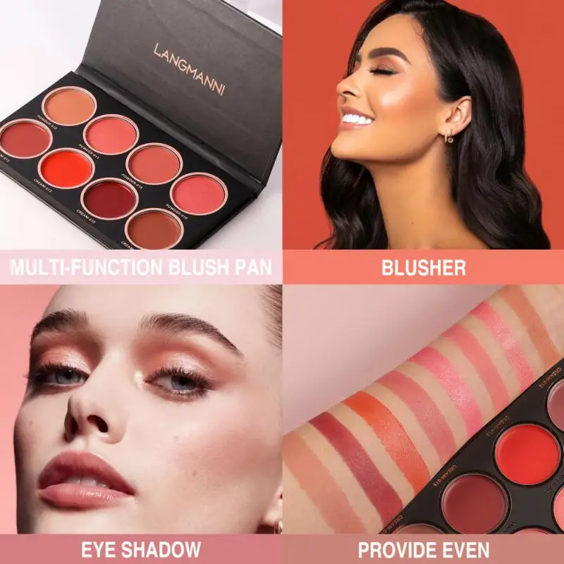 Face Contour Blush Matte Pearly Blush แต่งหน้า 8 สี Blush Palette Cheek Rouge Face Blusher ความงามเครื่องสําอาง