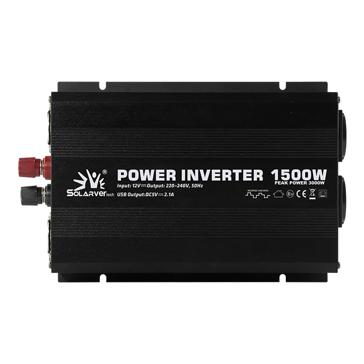 1500W 12V 24V DC to 110V 220V 240V AC Modified Sine Wave Power Inverter Two Sockets Car Power Converter