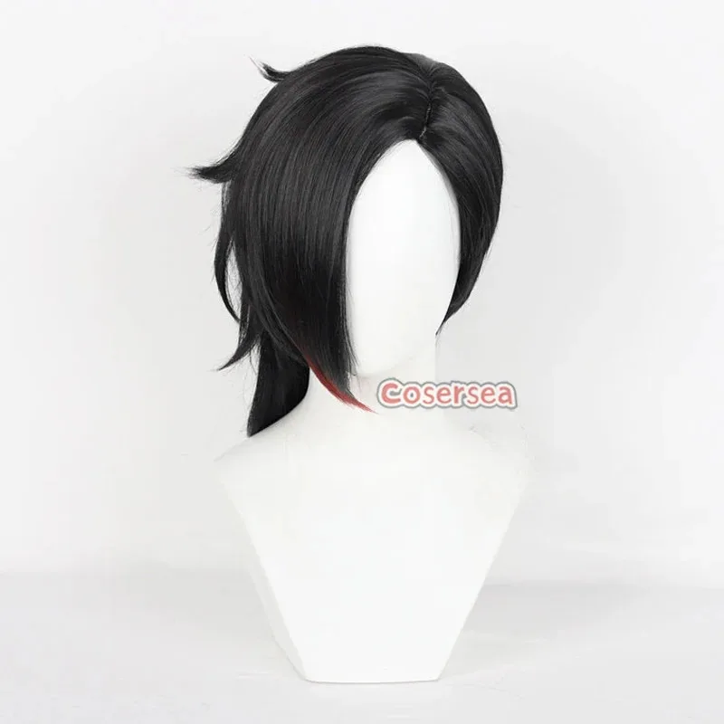 Cosersea Arcane Vi pelucas de Cosplay LOL Temporada 2 Arcane Vi 45cm de largo liso negro mezclado rojo Cos peluca pelo sintético resistente al calor