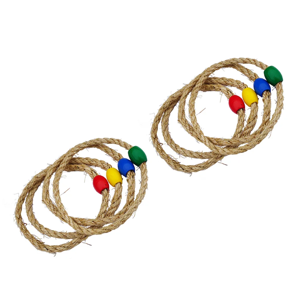 

8 PCS Natural Rope Ferrule Hand Eye Coordination Throwing Ring Toys Baby Toss Game Rings Kids Wooden Aldult Outdoor