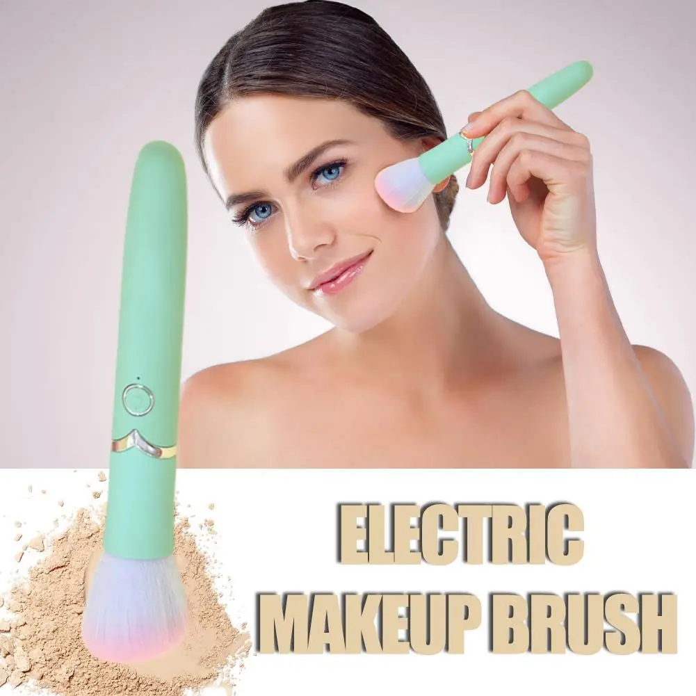 1 pz pennello cosmetico elettrico fondotinta fard pennello per cipria in polvere strumenti di bellezza strumento pennello per trucco ricaricabile a vibrazione lavabile