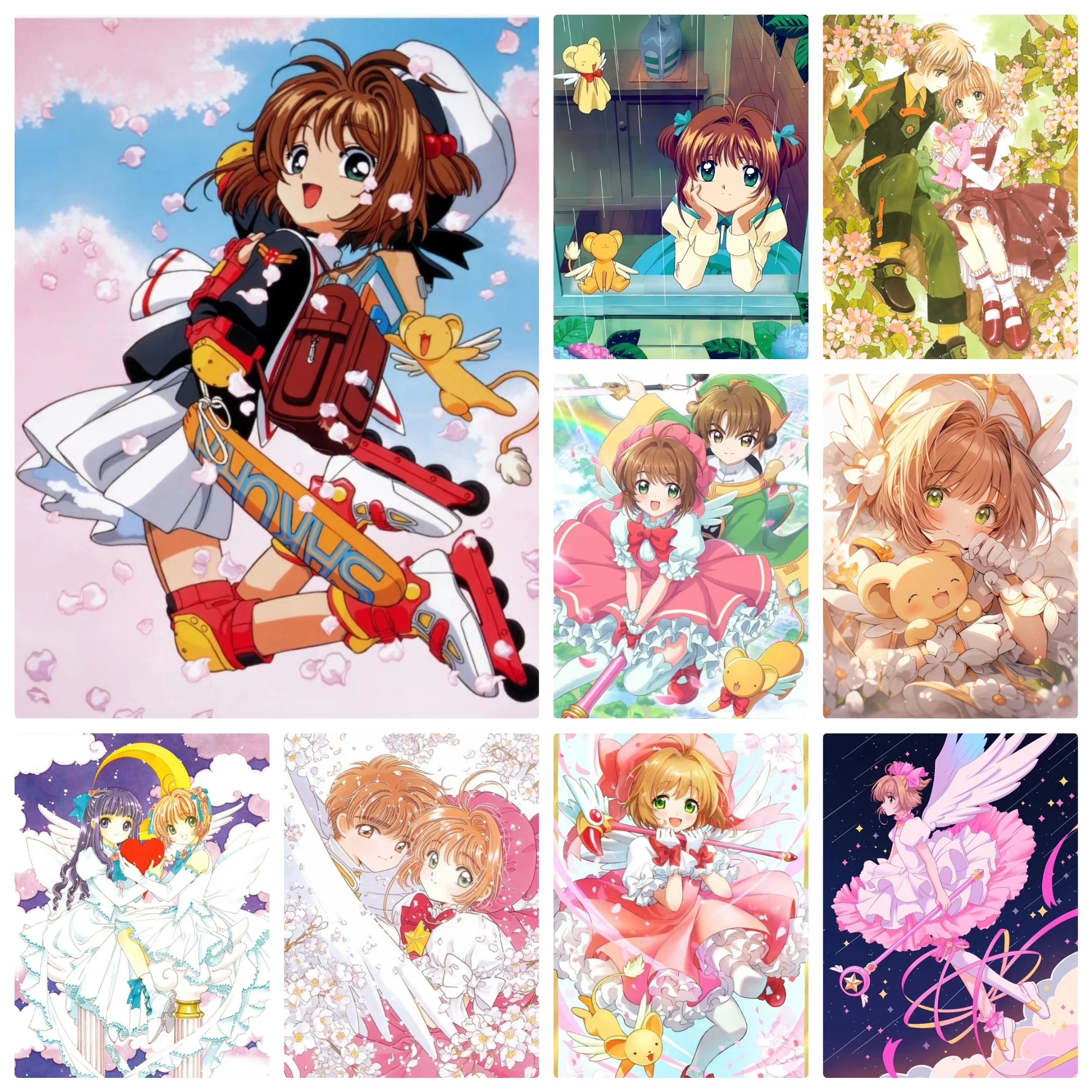 5D DIY Diamant-Malerei-Set Cardcaptor Sakura Kawaii Anime Kunst Voll-Drill Strass-Mosaik Wanddekoration Bastelset Geschenk für Zuhause