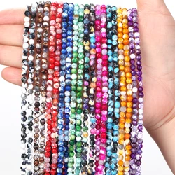 4mm Natural Colorful Faceted Fire Agate Stone Round Loose Spacer Beads For Jewelry Making DIY Bracelet Necklace Handmade 15