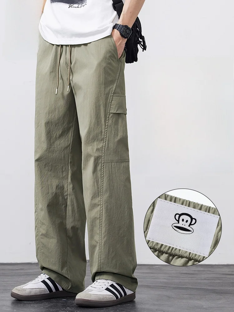 

PaulFrank Loose Fit Casual Pants Men's Summer Thin Straight Leg Qui Dry Workwear Trousers Lightweight Comfortable Cargo