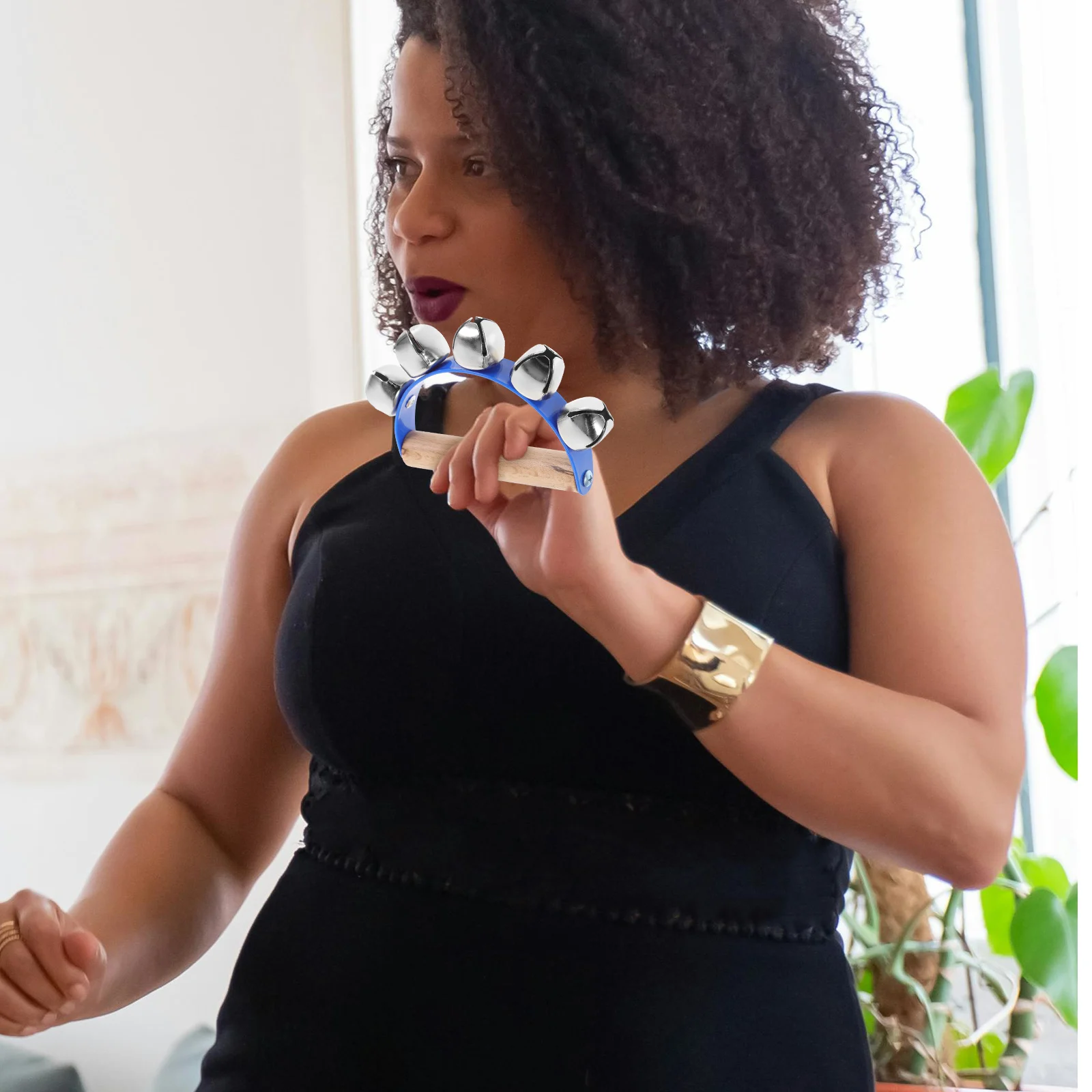 

6Pcs Portable Semicircle Tambourine Hand Bells Music Instrument Easy to Use for Rhythm Cultivation Beginners Hand Bells