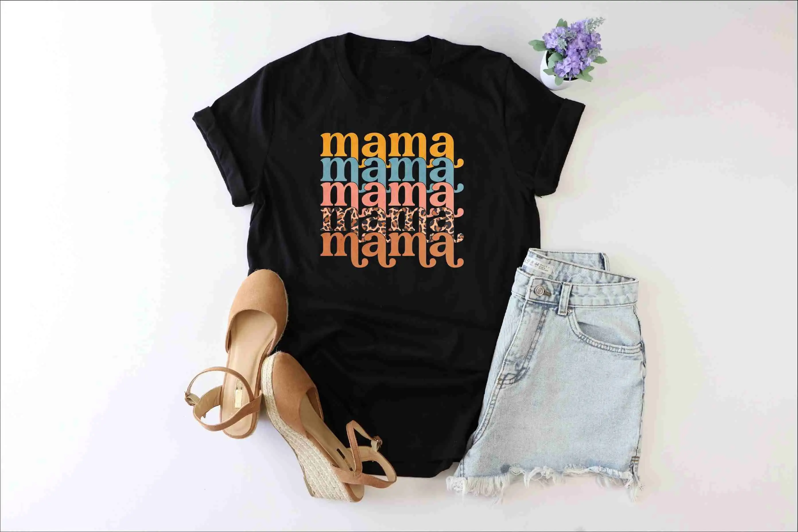 Mama Leopard T Shirt Favorite Mom Cheetah Life Retro Funny Mothers Day For New Girl