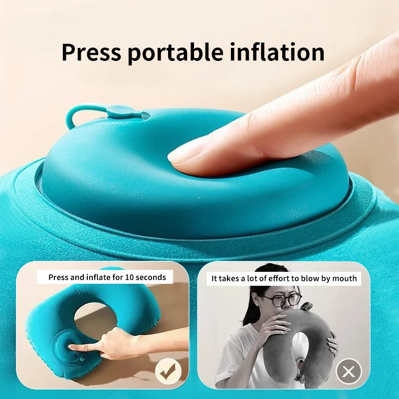 U Shaped Travel Pillow Super Light Portable Inflatable Neck Pillow Travel Airplane Cushion Office Sleep Essentials