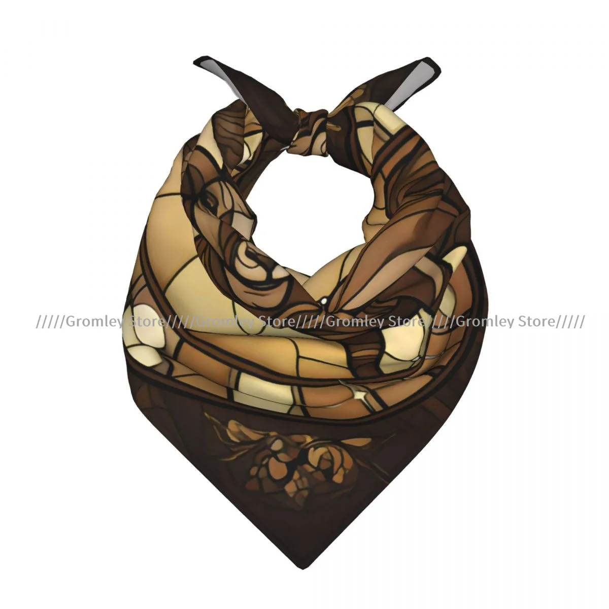 Square Scarf Women Stained Glass Style With Ram Bandana Headscarf
