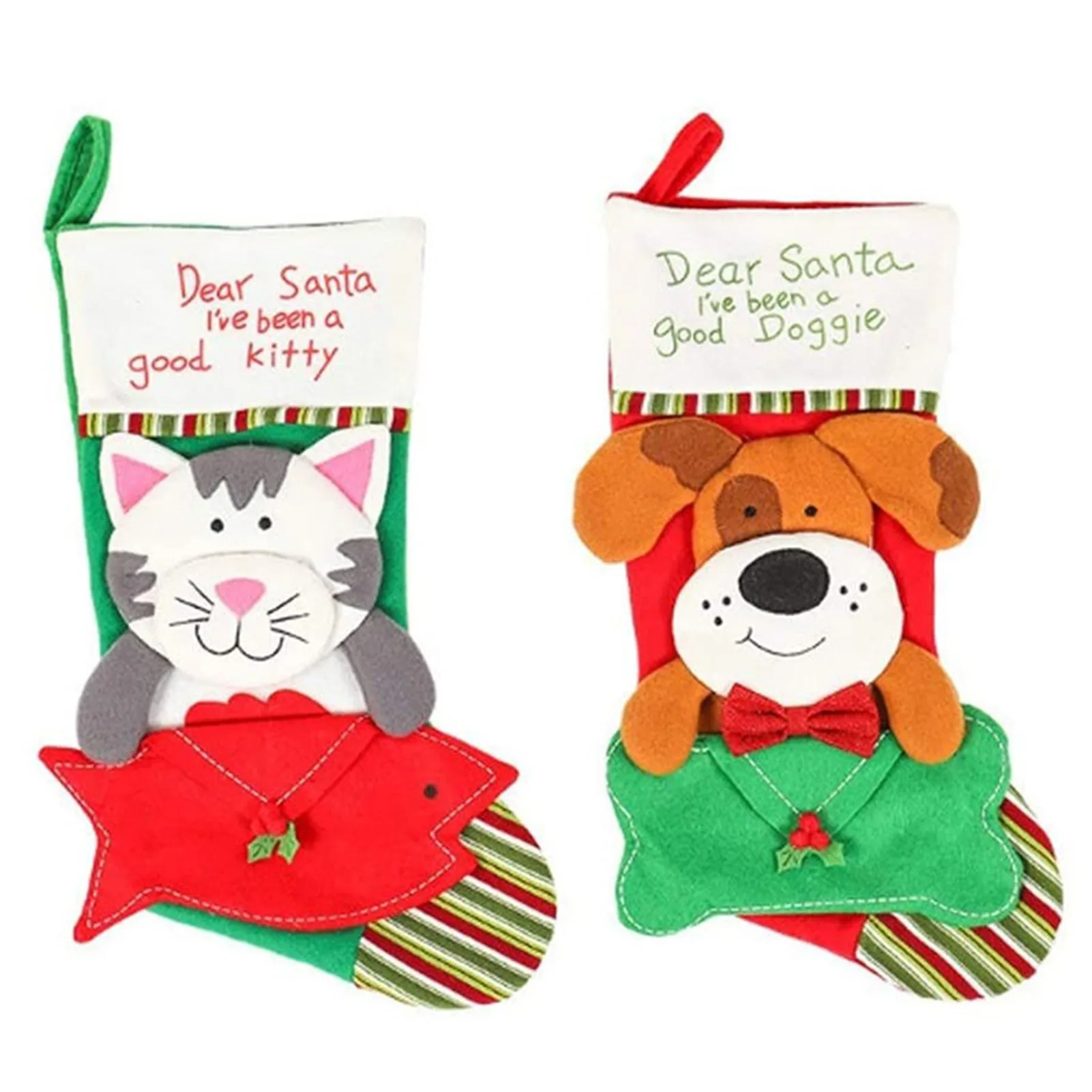 Creative Christmas Stockings 3D Xmas Plush Hanging Socks with Hanging Rope for Xmas Tree Crafts Home