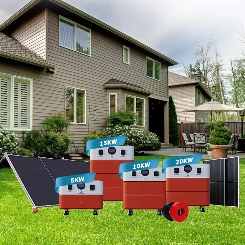 نظام الطاقة الشمسية الهجين الكامل خارج الشبكة 5Kw 10Kw 20Kw 30Kw مجموعة كاملة نظام تخزين الطاقة المنزلية