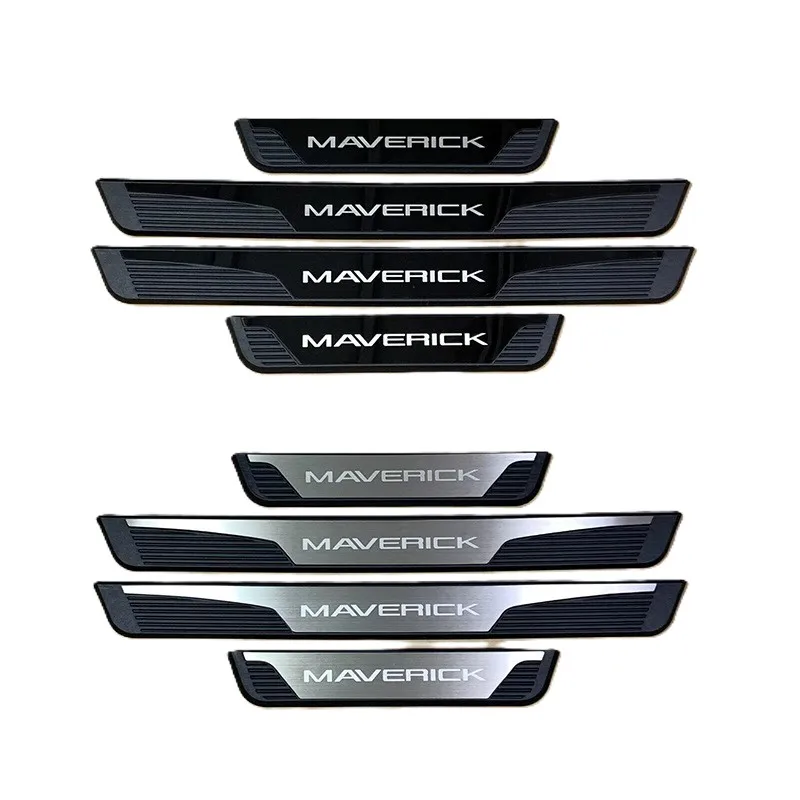 For Ford Maverick 2021-2022 2023 2024 2025 2026 Outer Door Sill Protector Sticker Stainless Steel Plastic Trim 3d Strip Interior