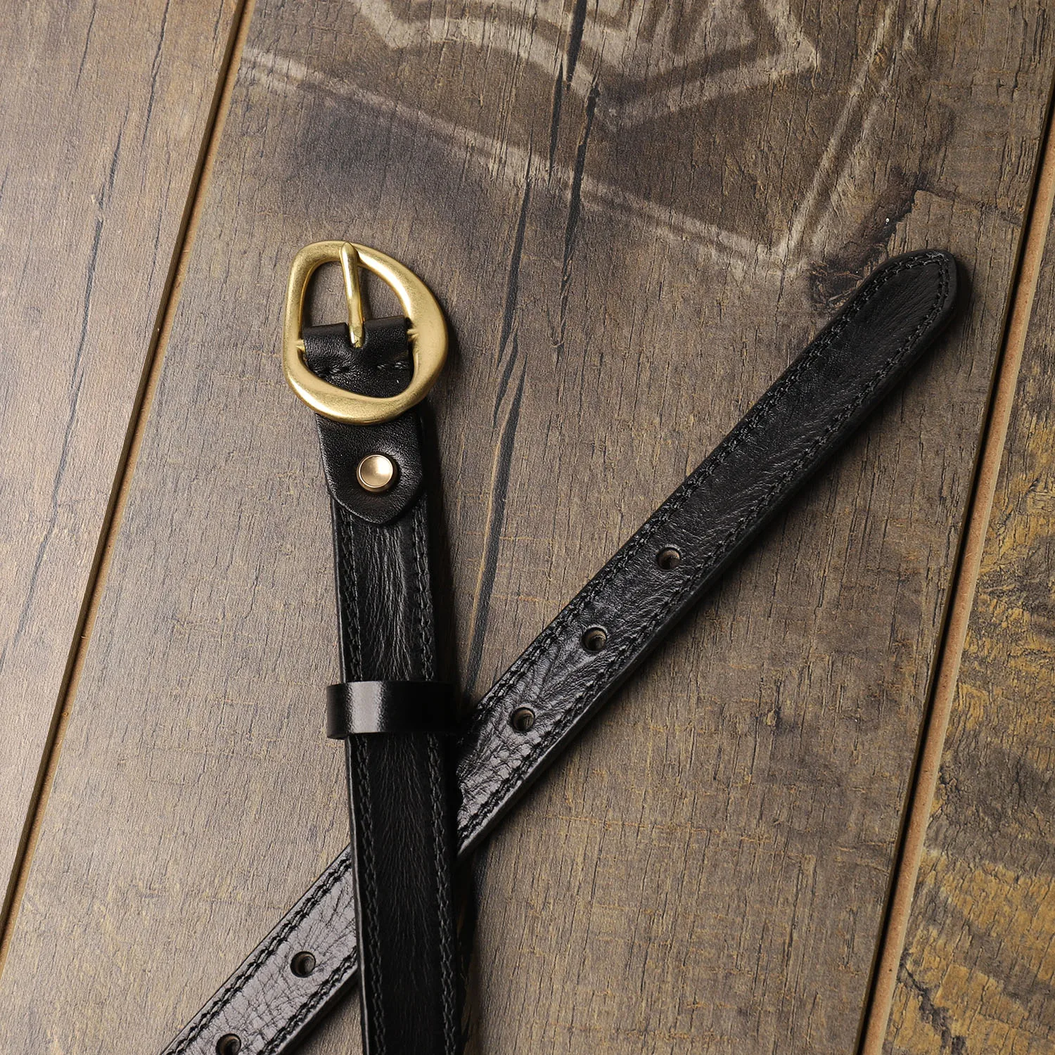Vintage Handmade Top Layer Leather Belt for Men Women Genuine Leather Jeans Belt with Copper Pin Buckle Unisex Waist Belt