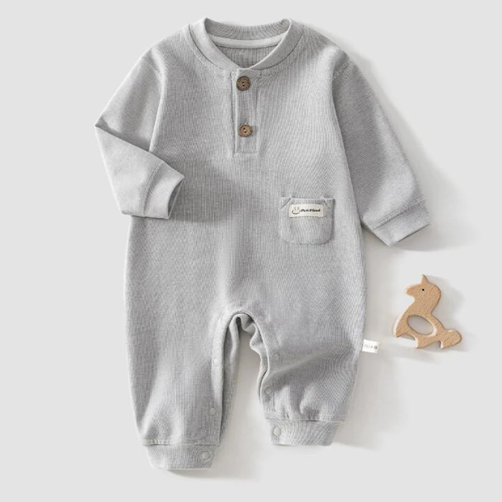 Baby Romper Long Sleeve Spring Autumn New Arrival Solid Color Baby Boutique Clothes Unisex Infant Jumpsuit For Boys And Girls