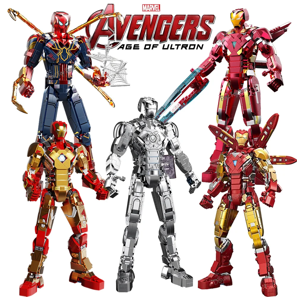 NEW 2023 Disney Avengers Spiderman MK85 MK50 MK2 MK3 iron Man Mecha  Building Blocks Kit Bricks Sets Model Toys Gift