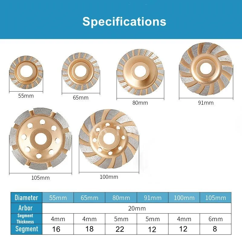 Diamond Grinding Disc 55/65/80/91/100/105MM Diamond Grinder Wheel Abrasives Concrete Tools Metalworking Cutting Wheels Cup Saw