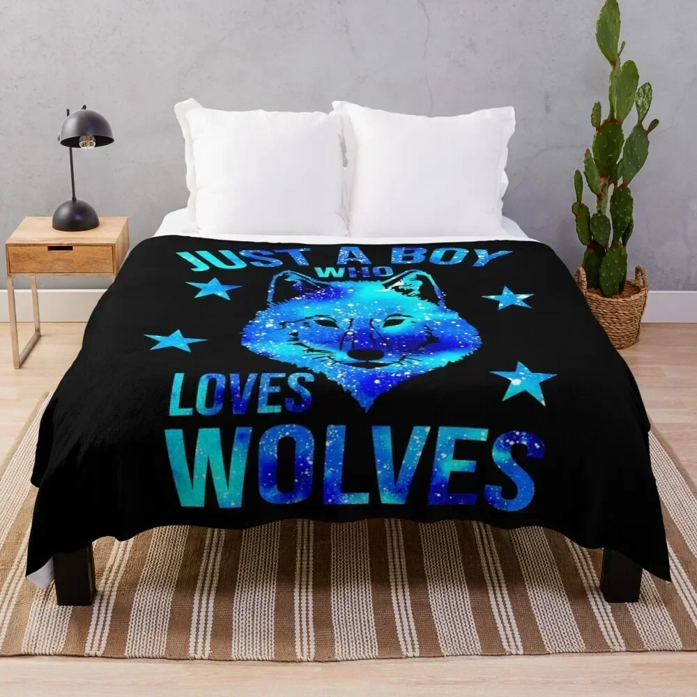

Just a boy who loves Wolves Throw Blanket Cute Bed Flannel Fabric for sofa Blankets