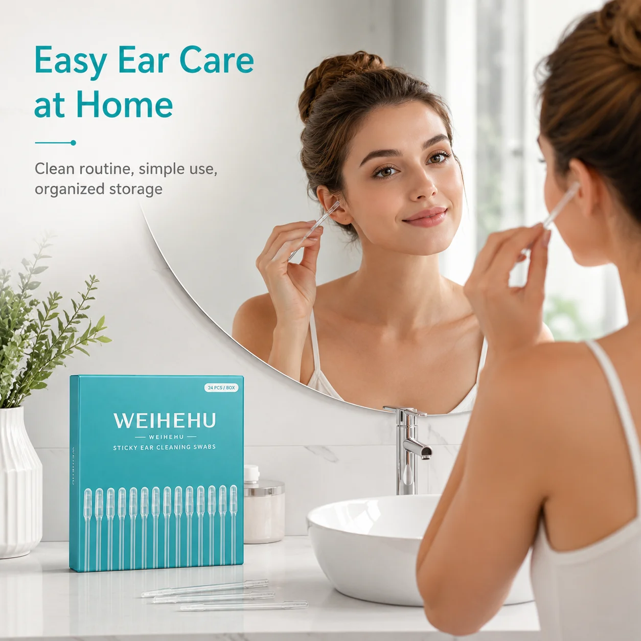 24pcs Disposable Sticky Ear Swabs Adhesive Ear Cleaner Earwax Removal Tool for Sensitive Ear Care