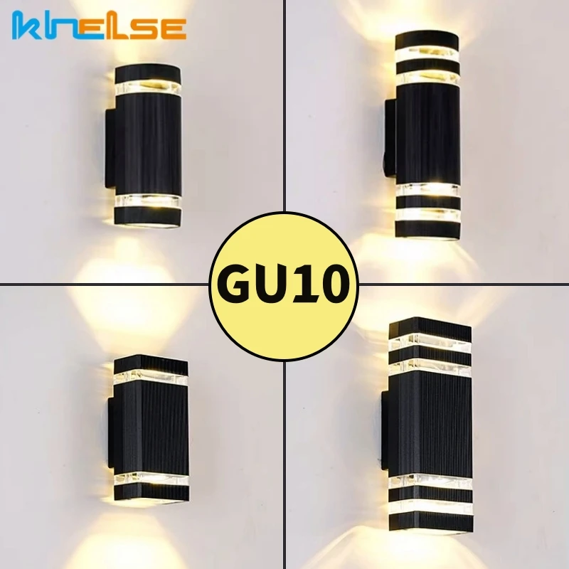 GU10 Outdoor LED Wall Lamp Up Down Waterproof Aluminum Street Sconces Stair Balcony Porch Courtyard Exterior Wall Lights Fixture