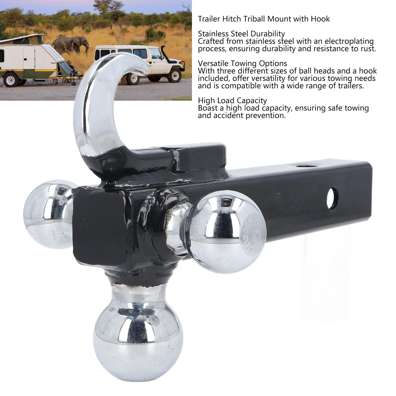 

Trailer Hitch Triball Mount Versatile Trailer Receiver Hitch Triball Mount Stainless Steel Electroplating for Vehicle