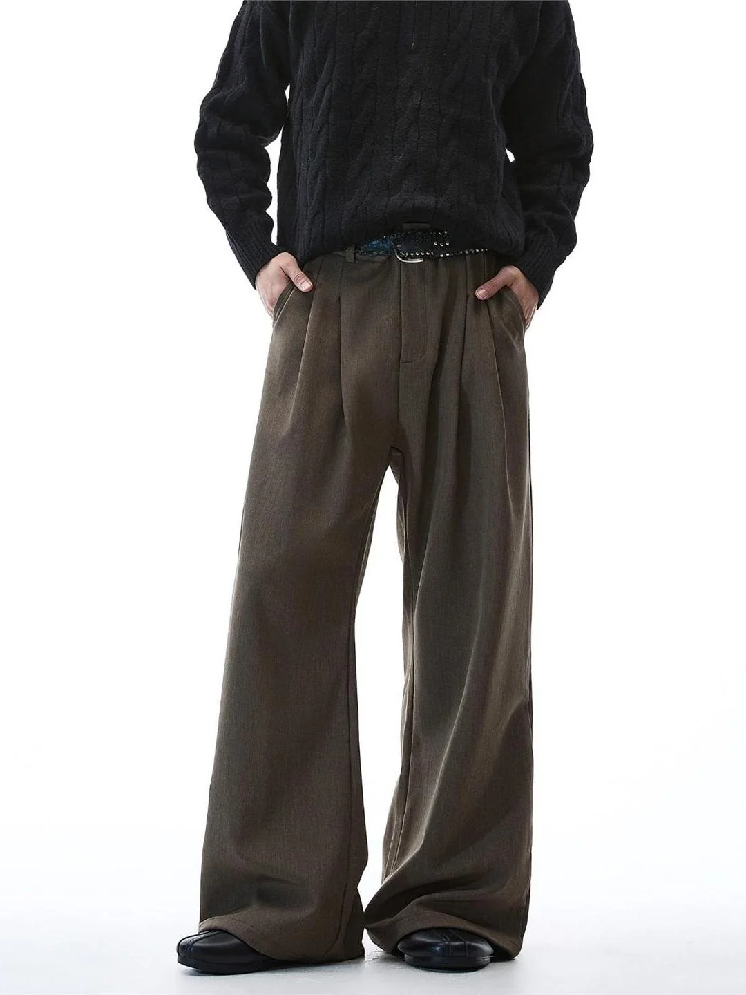 

American Retro Money Sle Pleated Color Men's Spring Autumn Loose Straight Wide Leg Casual Pants Versatile Casual Sle