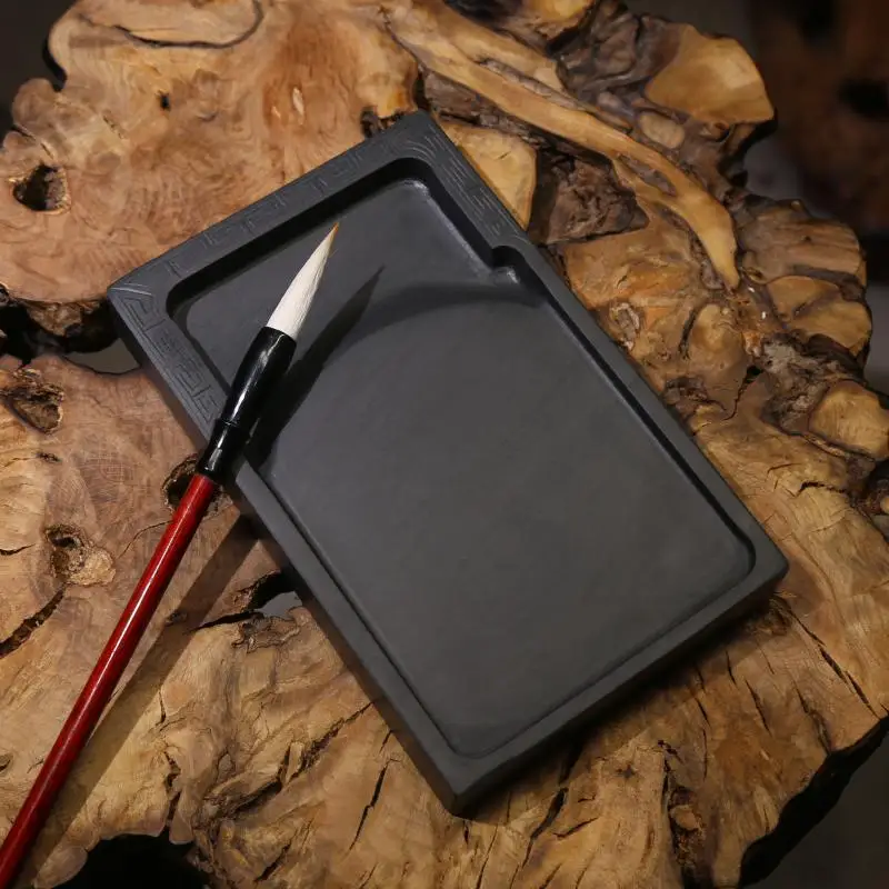 Classical Handmade Water Ripple Square Inkstone Traditional Painting Calligraphy Writing Inkslab Practical Natural Rock Inkstone