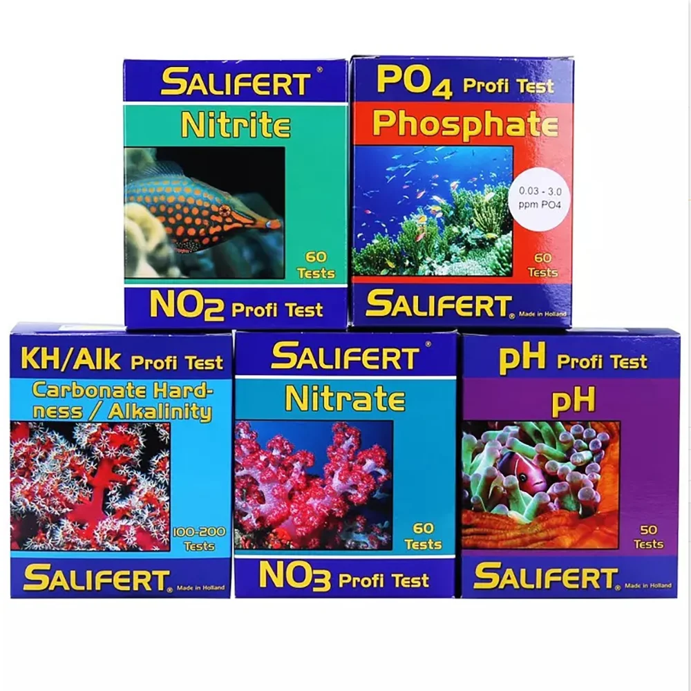مجموعة اختبار تحليل Ca الكالسيوم KH Mg Nitrite NO3 Nitrate PH PO4 Sr خزان الشعاب المرجانية لاختبار المياه البوتاسيوم