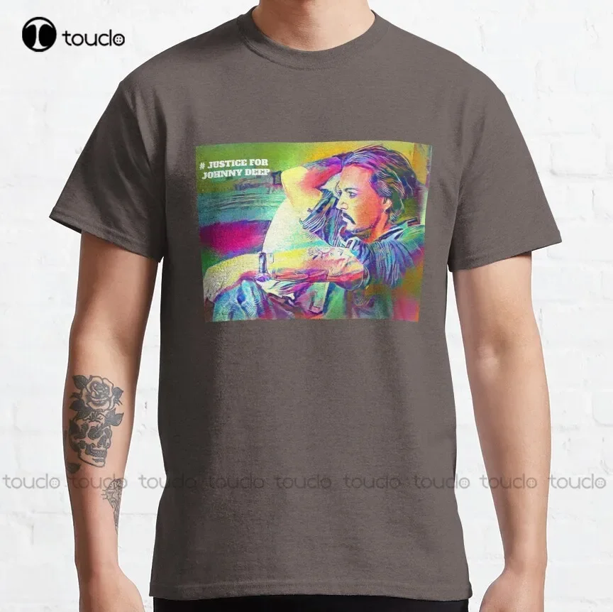 Justice For Johnny Depp Classic T-Shirt Johnny Depp Ishing Shirts For Men Sleeve Cotton Outdoor Simple Vintag Casual Tee Shirts