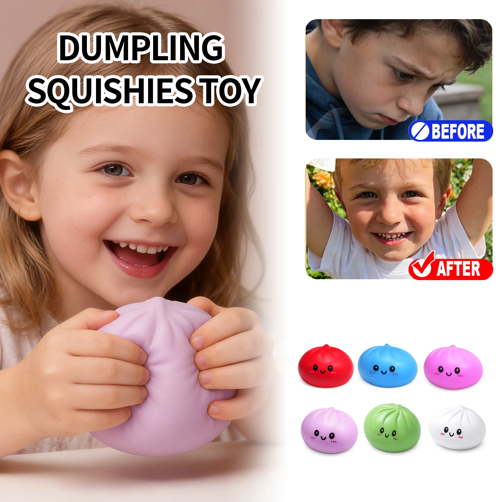 

Мягкая игрушка-антистресс «Пельмень»: многоразовая, разноцветная, реалистичная, милая, для снятия напряжения и тревоги