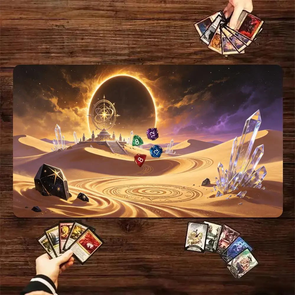 Fantasy Desert Eclipse TCG Playmat Non‑Slip Rubber Card Game Mat Crystal Magic Scene Tabletop Trading Card Game Accessories