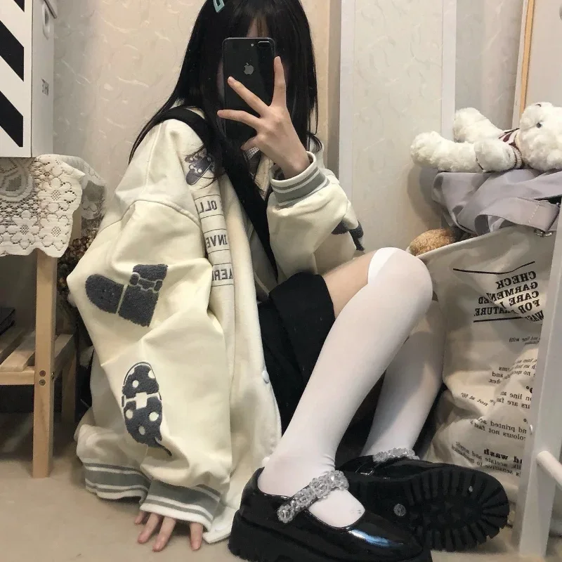 

Vintage Y2k Baseball Jacket Women Grunge College Oversize Bomber Jackets Harajuku Style Fashion Streetwear Outwear 2024